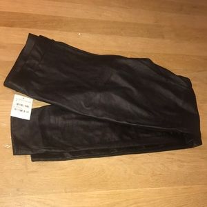 Black leather material pants